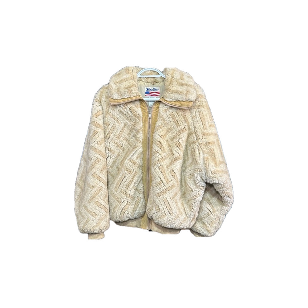 Vintage Weather Tamer Size 14 Neutral Tan Cream Faux Shearling Jacket